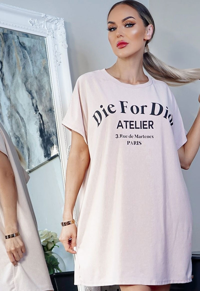 Pink Die For Dior Oversize T Shirt ...